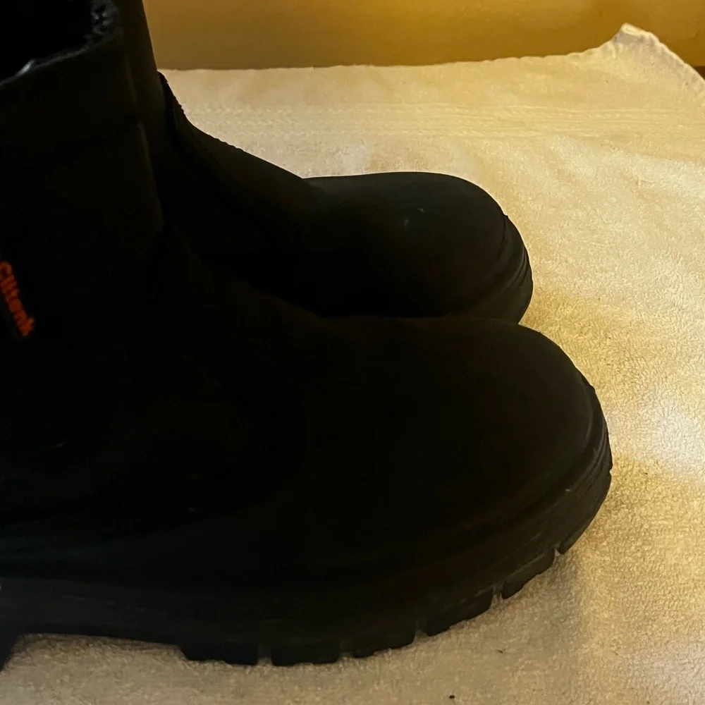 Clitenk Black Steel Toe Boots Sz 9